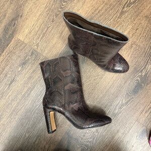 Dolce Vita Dark Brown Snakeskin Ankle Boots